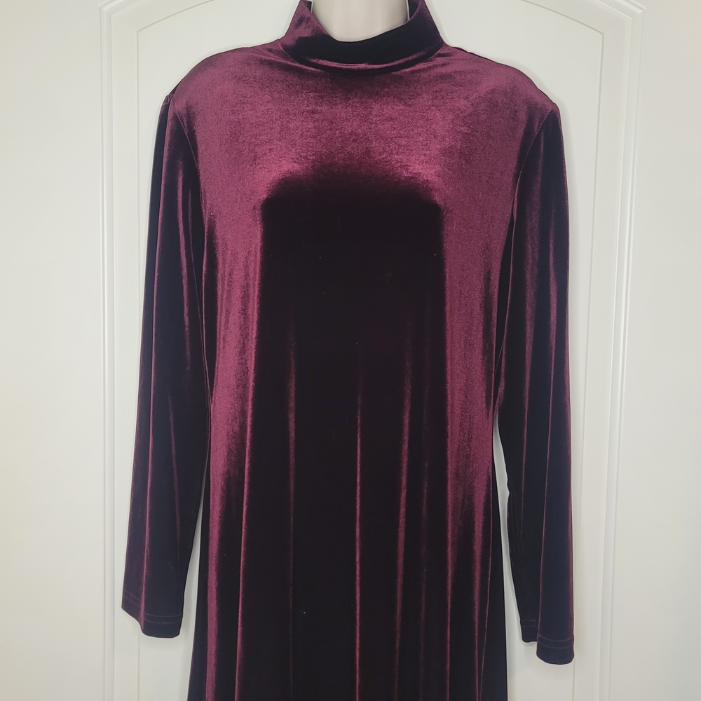 Vintage Whimsigoth Ronni Nicole Velvet Long Sleeve Dress in Deep Burgundy